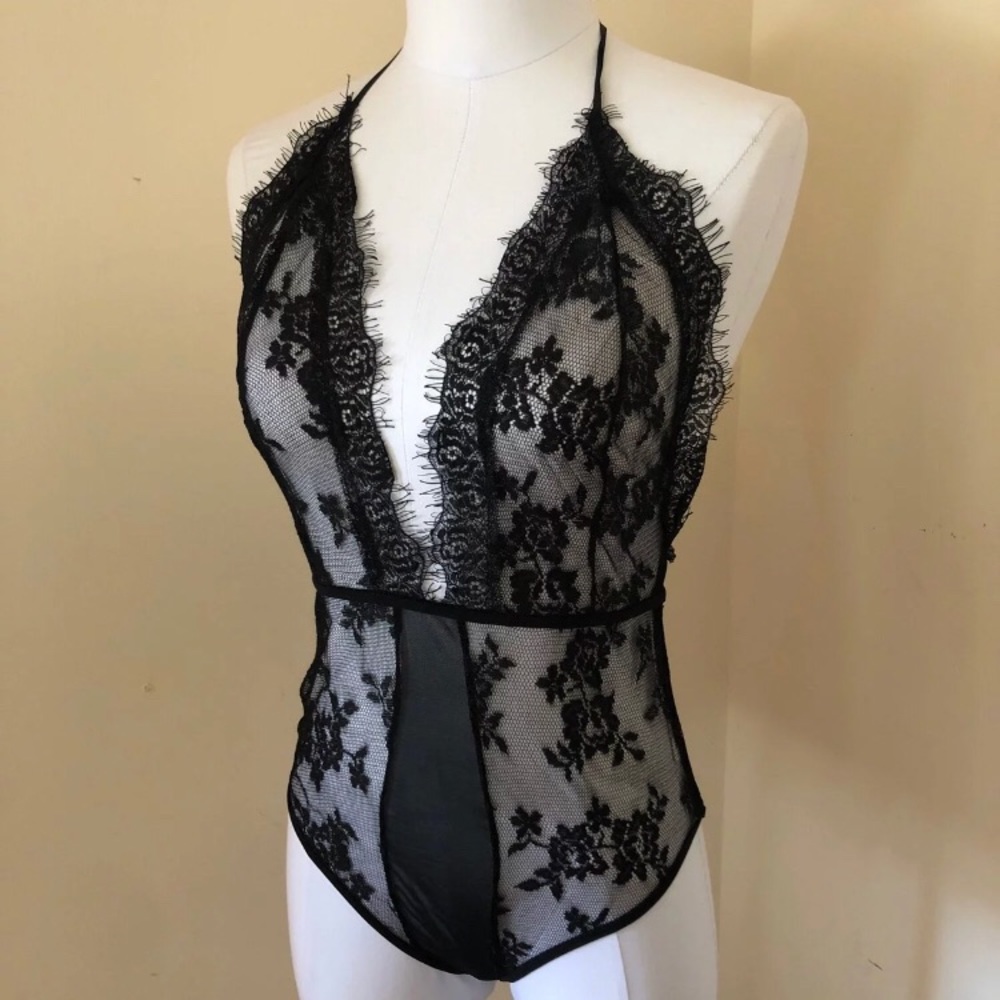 New Lace eyelash deep Plunge Teddy lingerie